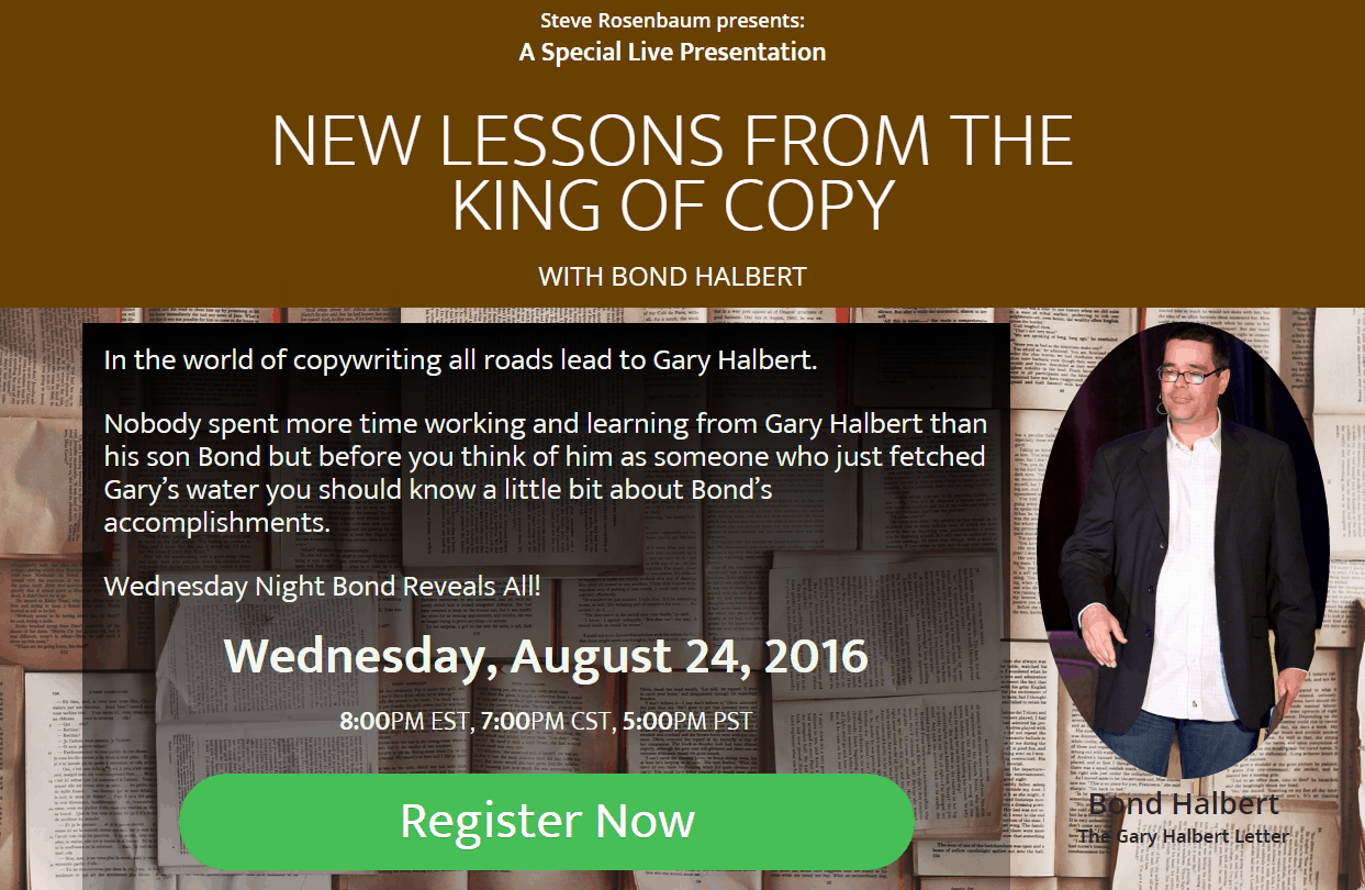 Marketing Ideas Webinar: New Lessons From The King of Copy Webinar